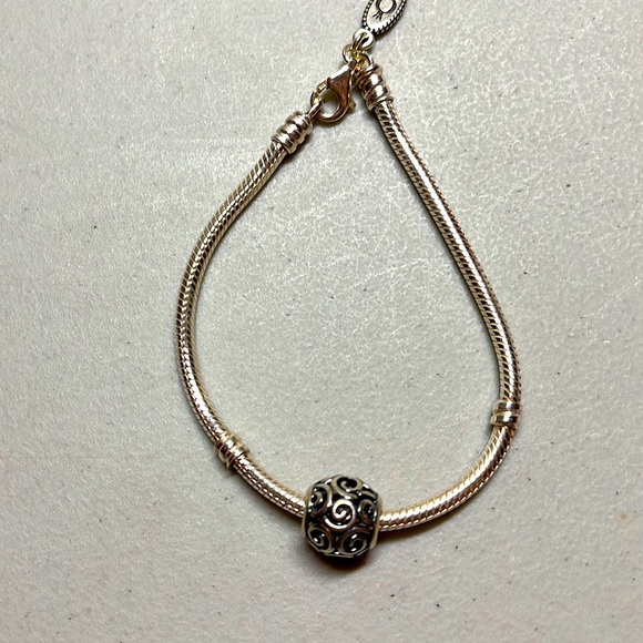 Pandora Jewelry - Pandora snake chain sterling silver charm bracelet with one charm